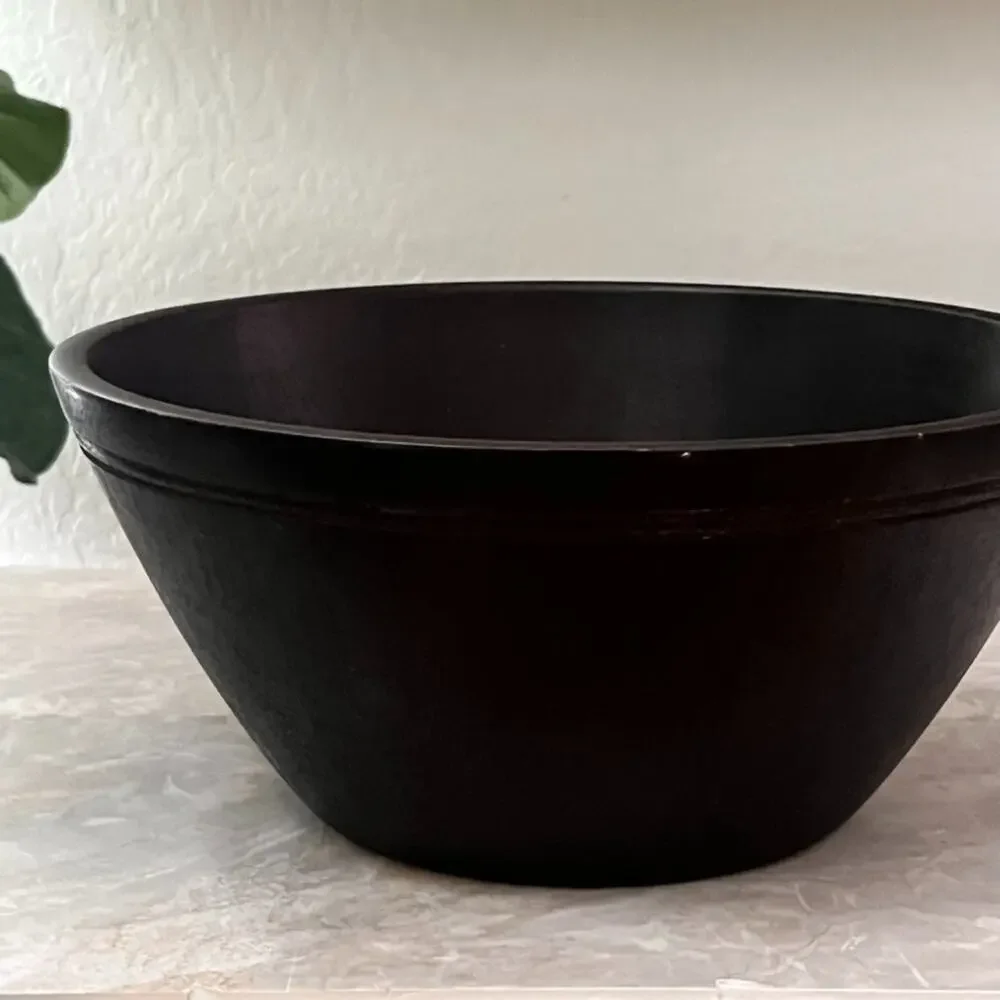 Vintage Clay Art Dark Wood Salad Bowl 15.5